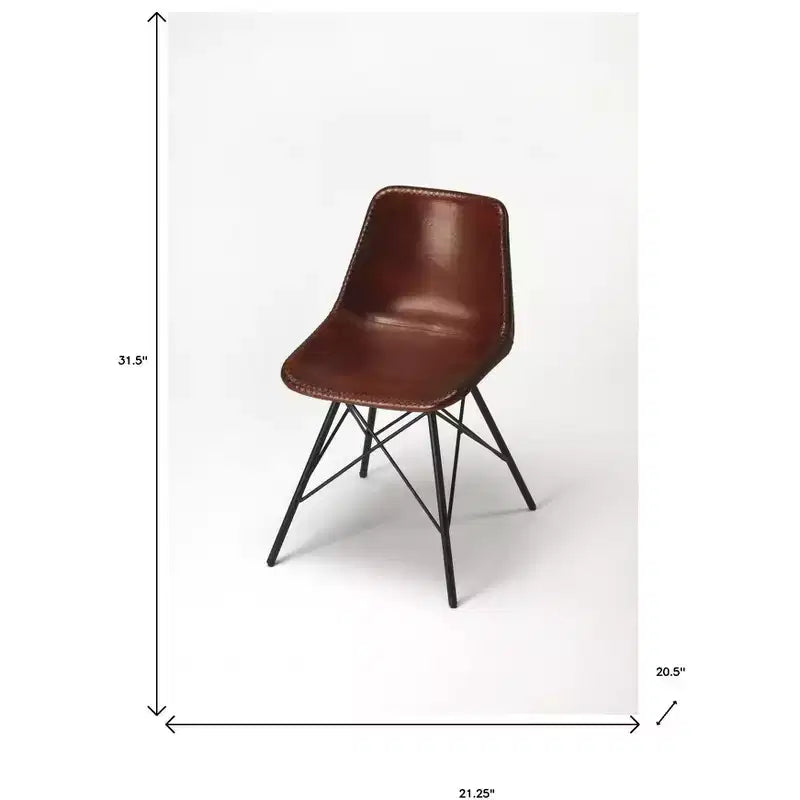 21 chaise d'appoint en similicuir marron et noir