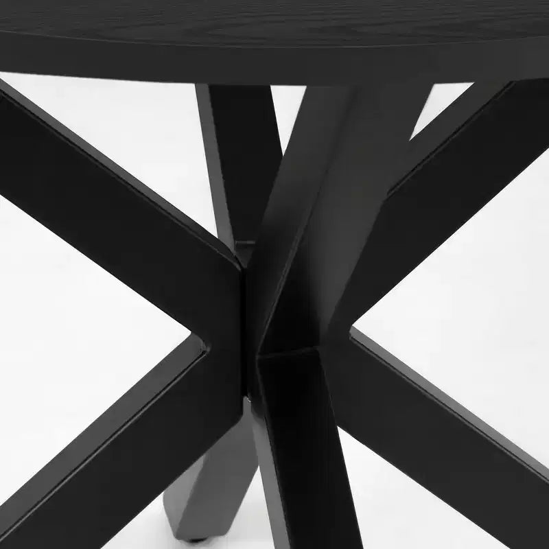 Table à manger ronde 5 pièces, table en bois noir 40 et chaises Boucle rembourrées avec dossier en frêne pour salle à manger
