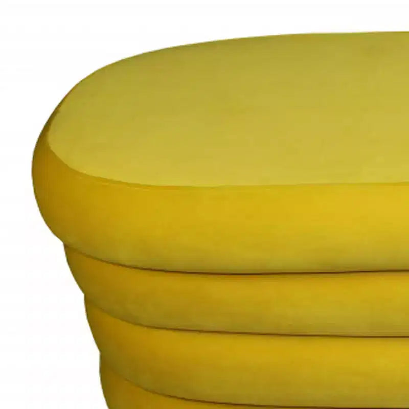 Pouf Ovale Capitonnage Velours Jaune 44