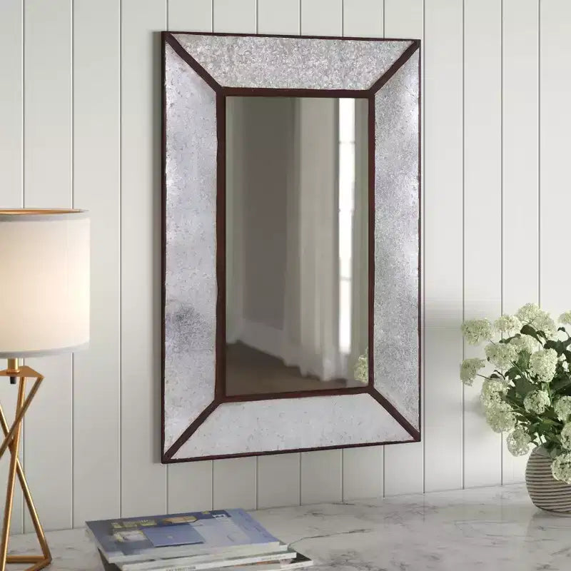 Miroir Mural Rectangulaire Rustique à Cadre Métallique 36"x24.5"