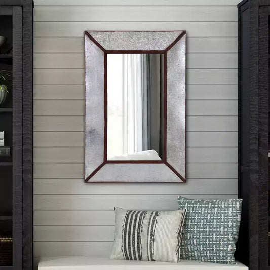 Miroir Mural Rectangulaire Rustique à Cadre Métallique 36"x24.5"