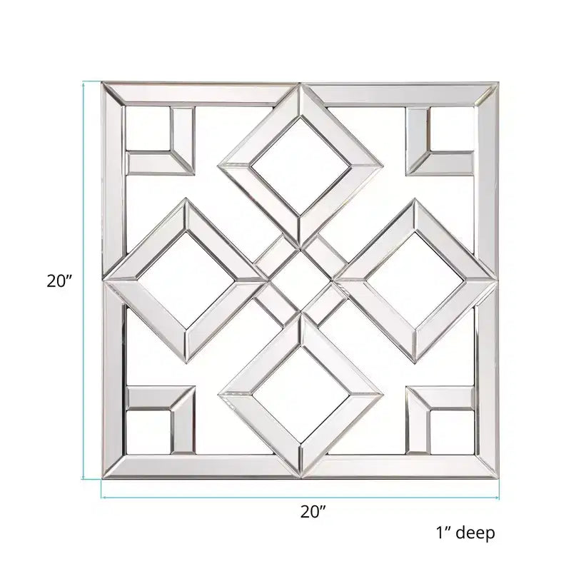 Miroir mural décoratif carré Moira 50x50 cm : style moderne, cadre en bois, aucun assemblage requis