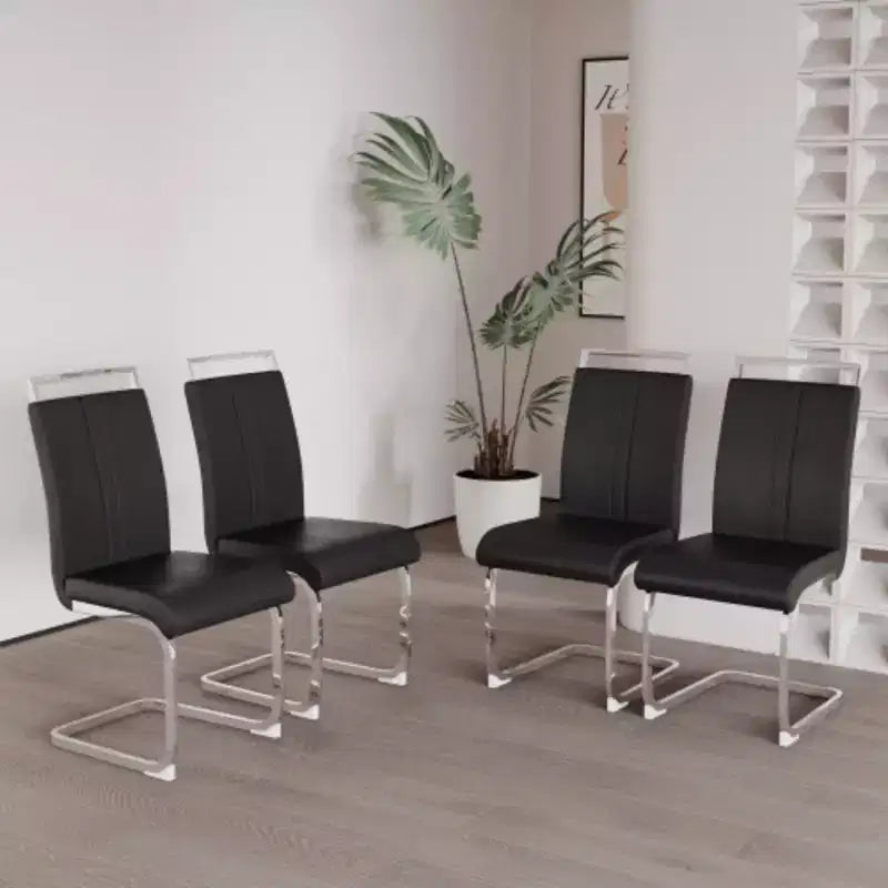 Chaises de salle à manger modernes à dossier haut avec pieds métalliques en forme de C