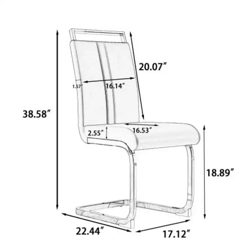 Chaises de salle à manger modernes à dossier haut avec pieds métalliques en forme de C