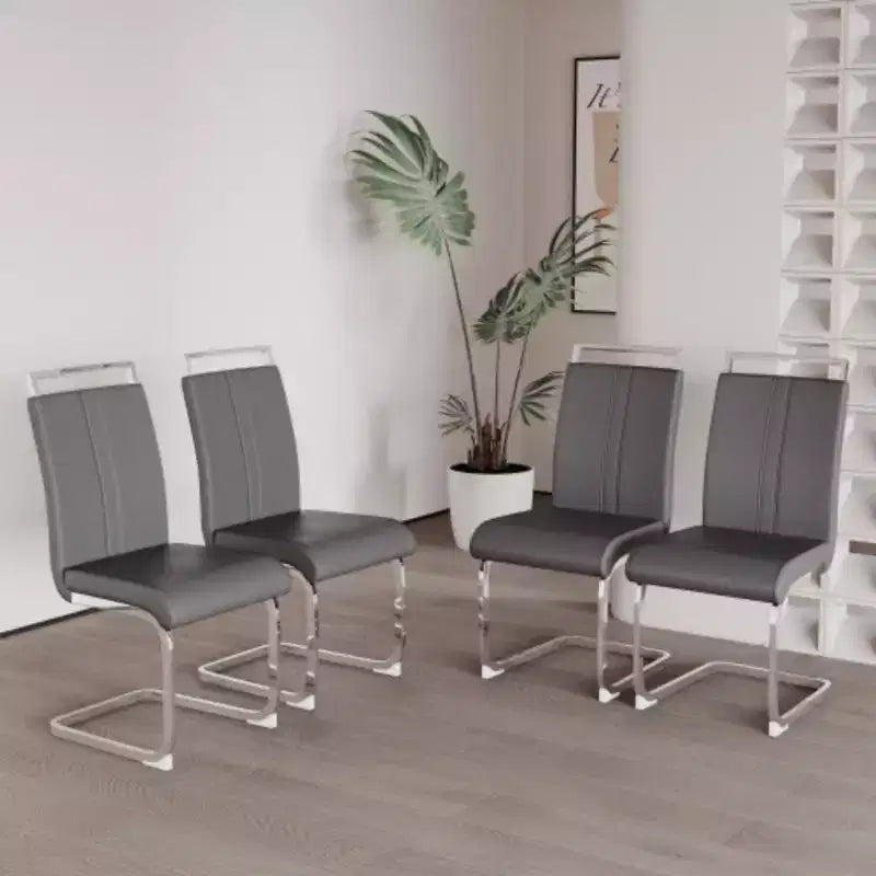 Chaises de salle à manger modernes à dossier haut avec pieds métalliques en forme de C