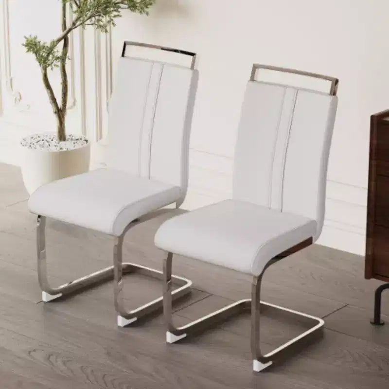 Chaises de salle à manger modernes à dossier haut avec pieds métalliques en forme de C