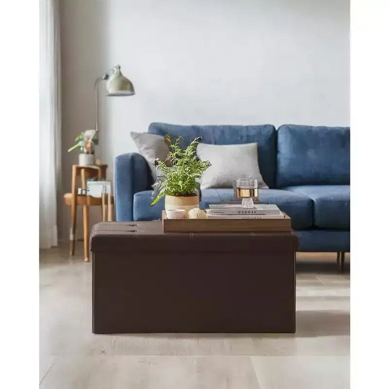 Banc ottoman de rangement 30", Ottoman avec rangement, Banc de rangement en cuir, Supporte jusqu'à 300 kg pour le salon
