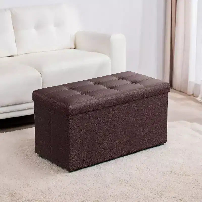 Banc ottoman de rangement 30", Ottoman avec rangement, Banc de rangement en cuir, Supporte jusqu'à 300 kg pour le salon