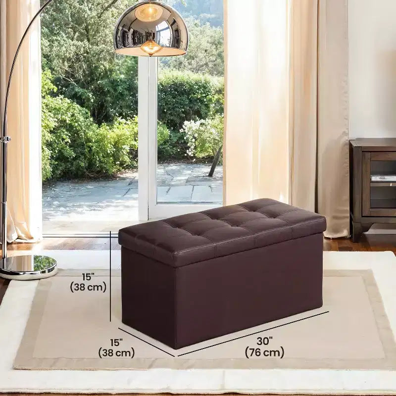 Banc ottoman de rangement 30", Ottoman avec rangement, Banc de rangement en cuir, Supporte jusqu'à 300 kg pour le salon