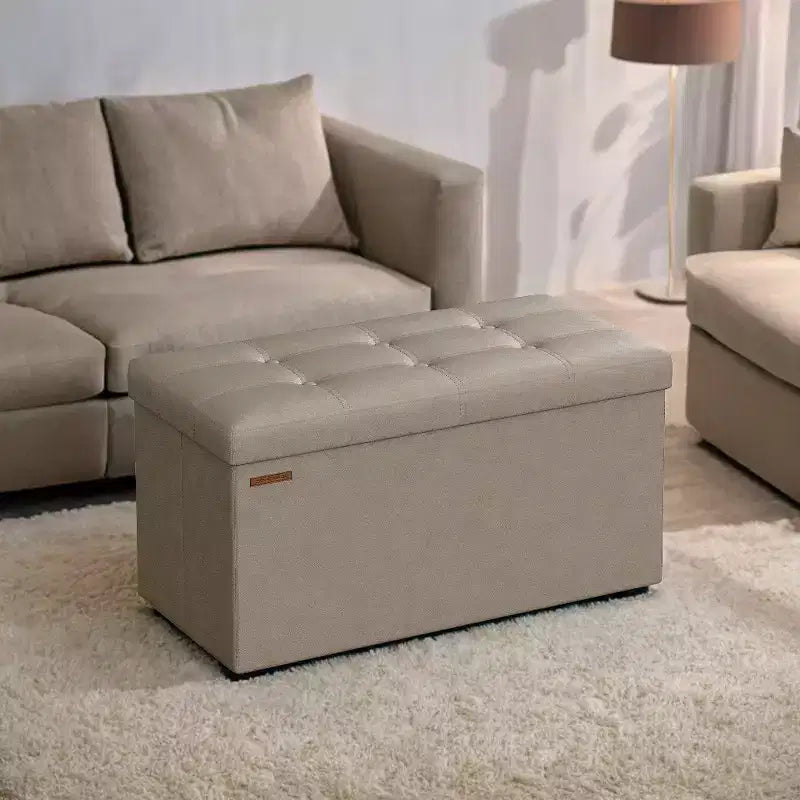 Banc ottoman de rangement 30", Ottoman avec rangement, Banc de rangement en cuir, Supporte jusqu'à 300 kg pour le salon