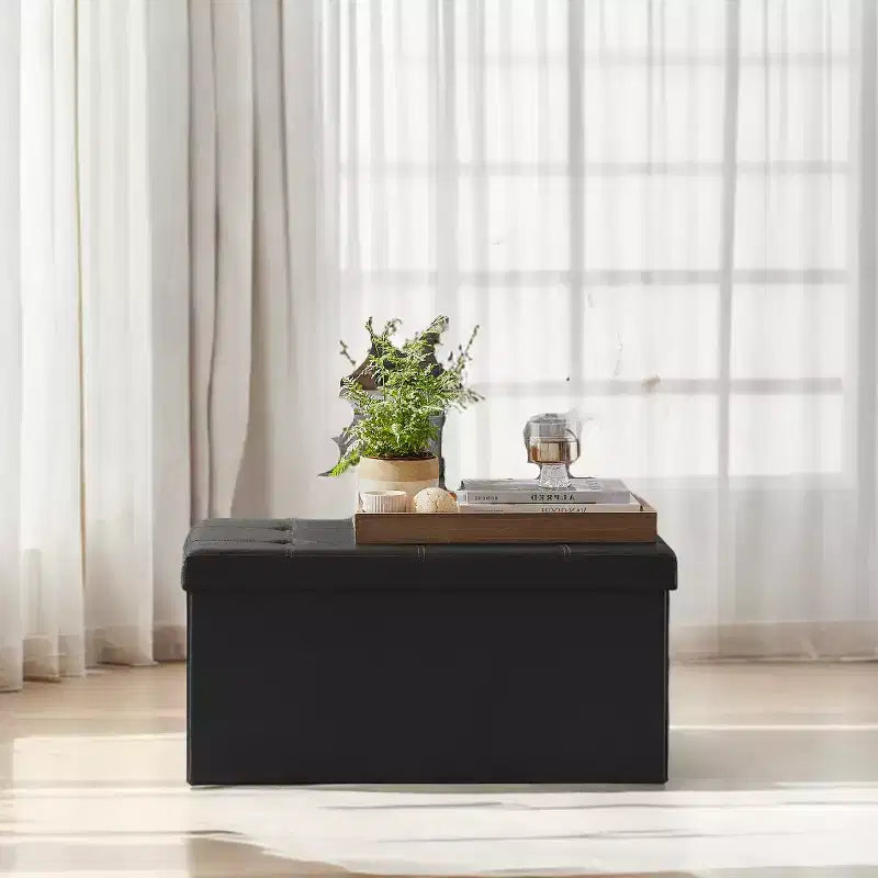 Banc ottoman de rangement 30", Ottoman avec rangement, Banc de rangement en cuir, Supporte jusqu'à 300 kg pour le salon