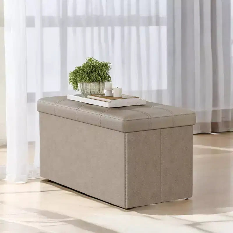 Banc ottoman de rangement 30", Ottoman avec rangement, Banc de rangement en cuir, Supporte jusqu'à 300 kg pour le salon