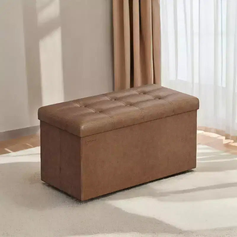 Banc ottoman de rangement 30", Ottoman avec rangement, Banc de rangement en cuir, Supporte jusqu'à 300 kg pour le salon