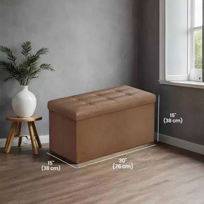Banc ottoman de rangement 30", Ottoman avec rangement, Banc de rangement en cuir, Supporte jusqu'à 300 kg pour le salon