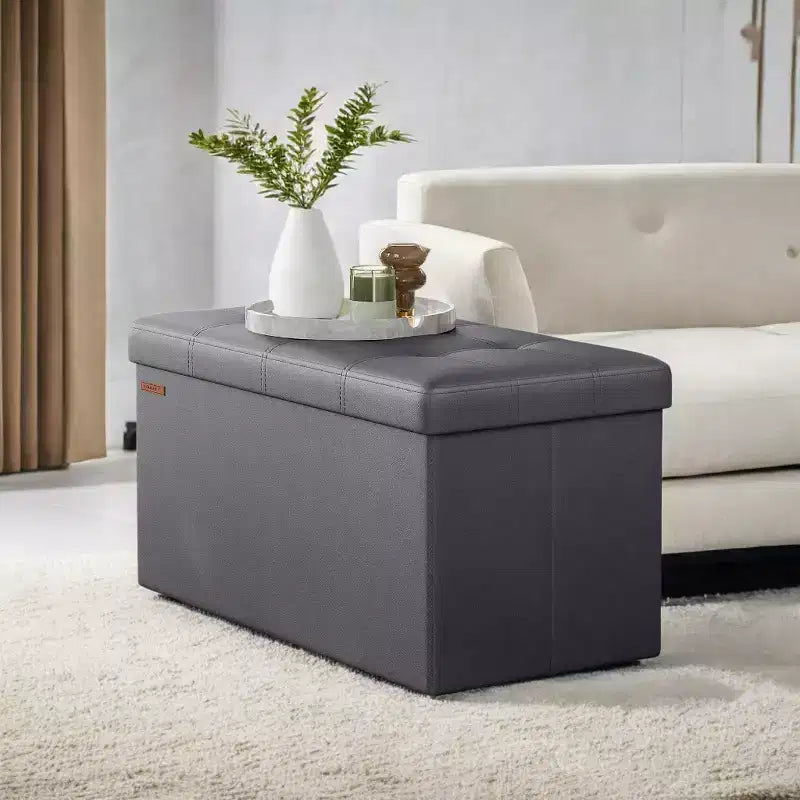 Banc ottoman de rangement 30", Ottoman avec rangement, Banc de rangement en cuir, Supporte jusqu'à 300 kg pour le salon