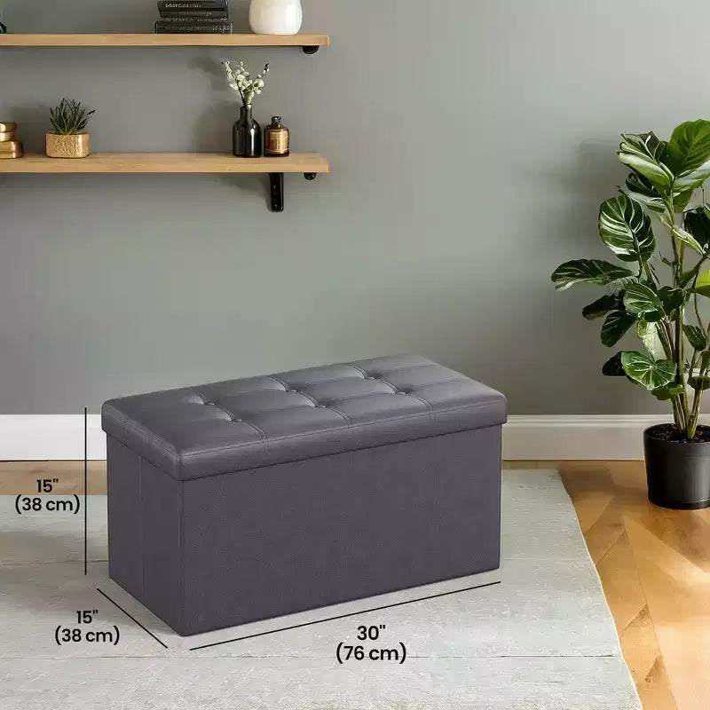 Banc ottoman de rangement 30", Ottoman avec rangement, Banc de rangement en cuir, Supporte jusqu'à 300 kg pour le salon