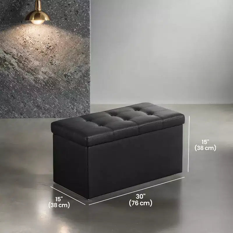 Banc ottoman de rangement 30", Ottoman avec rangement, Banc de rangement en cuir, Supporte jusqu'à 300 kg pour le salon