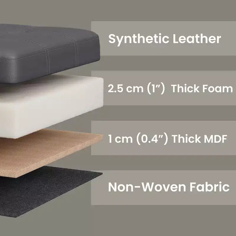 Banc ottoman de rangement 30", Ottoman avec rangement, Banc de rangement en cuir, Supporte jusqu'à 300 kg pour le salon