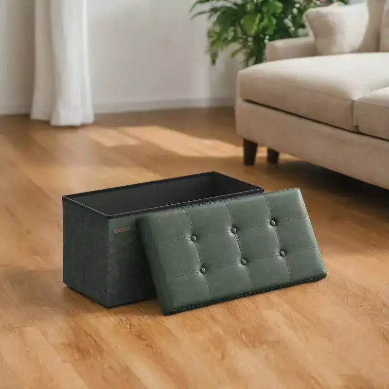 Banc ottoman de rangement 30", Ottoman avec rangement, Banc de rangement en cuir, Supporte jusqu'à 300 kg pour le salon