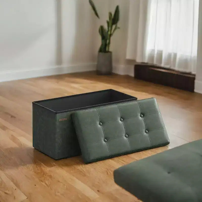 Banc ottoman de rangement 30", Ottoman avec rangement, Banc de rangement en cuir, Supporte jusqu'à 300 kg pour le salon