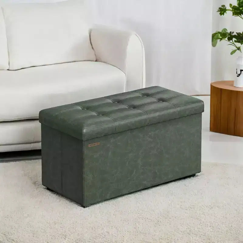 Banc ottoman de rangement 30", Ottoman avec rangement, Banc de rangement en cuir, Supporte jusqu'à 300 kg pour le salon