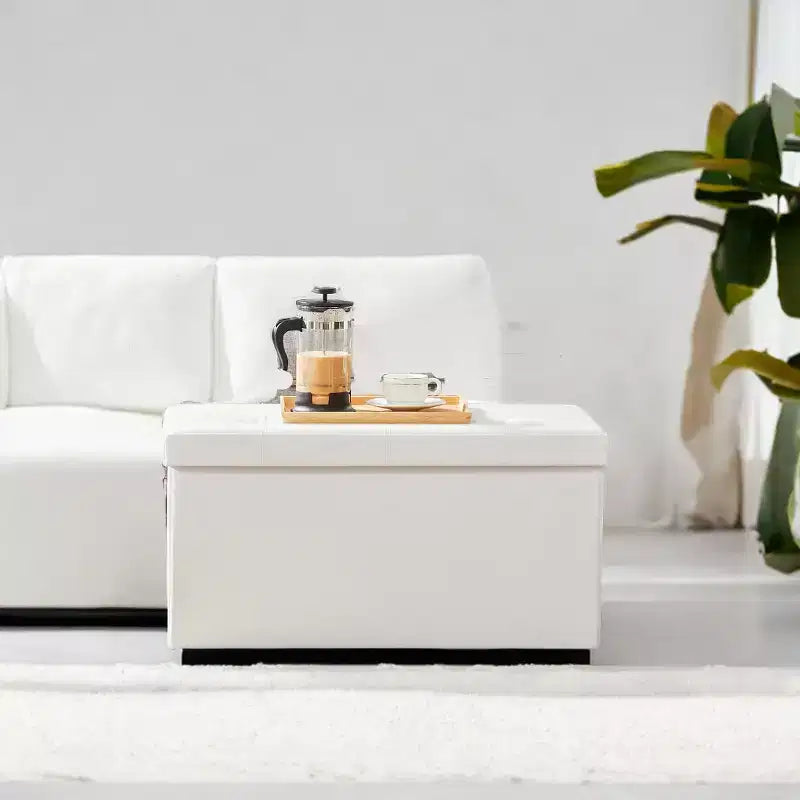 Banc ottoman de rangement 30", Ottoman avec rangement, Banc de rangement en cuir, Supporte jusqu'à 300 kg pour le salon