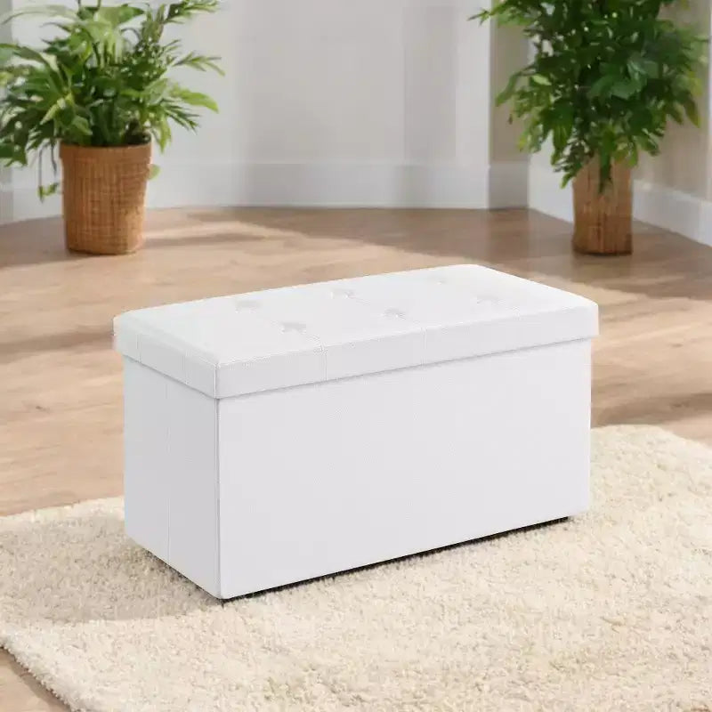 Banc ottoman de rangement 30", Ottoman avec rangement, Banc de rangement en cuir, Supporte jusqu'à 300 kg pour le salon