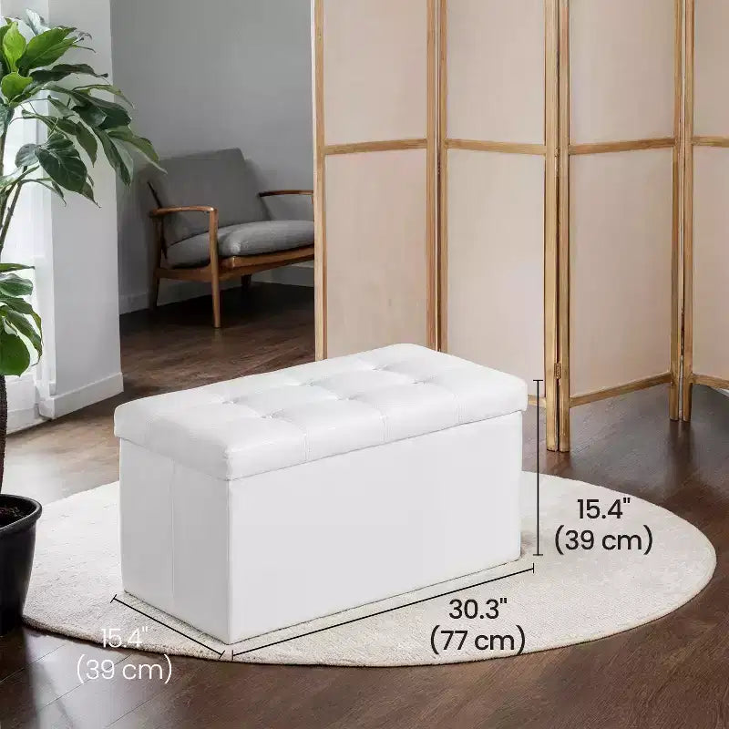 Banc ottoman de rangement 30", Ottoman avec rangement, Banc de rangement en cuir, Supporte jusqu'à 300 kg pour le salon
