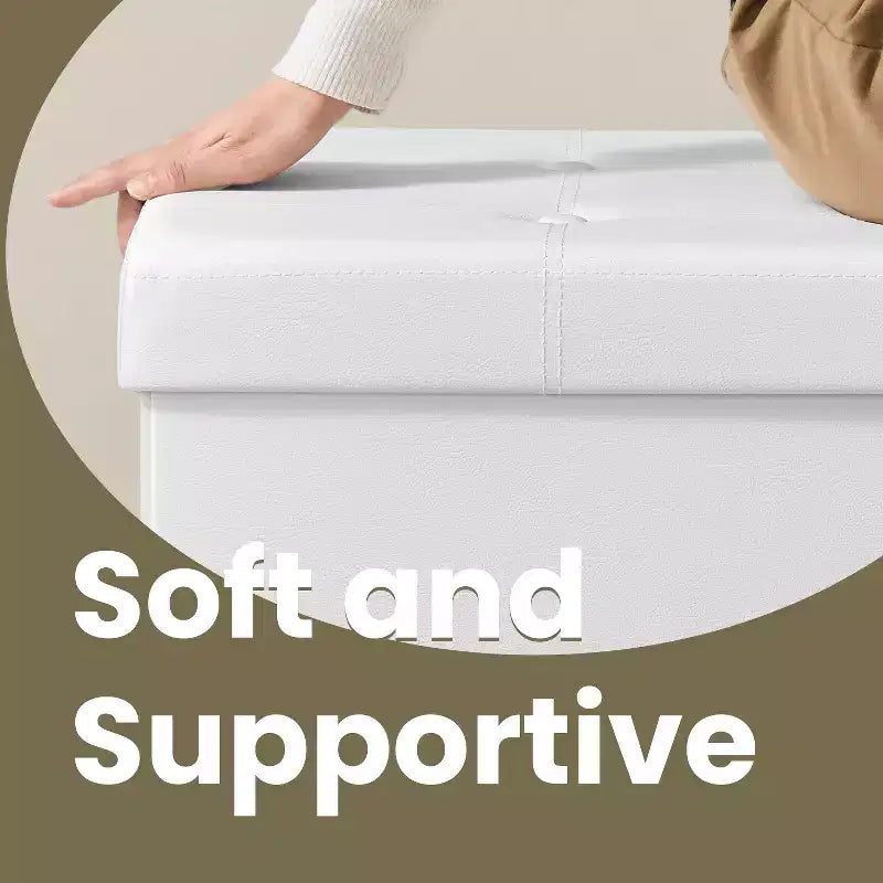 Banc ottoman de rangement 30", Ottoman avec rangement, Banc de rangement en cuir, Supporte jusqu'à 300 kg pour le salon