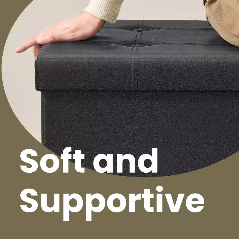 Banc ottoman de rangement 30", Ottoman avec rangement, Banc de rangement en cuir, Supporte jusqu'à 300 kg pour le salon