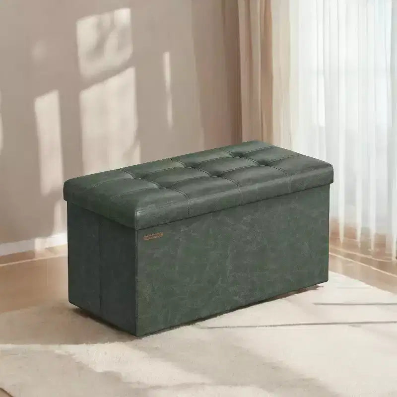 Banc ottoman de rangement 30", Ottoman avec rangement, Banc de rangement en cuir, Supporte jusqu'à 300 kg pour le salon
