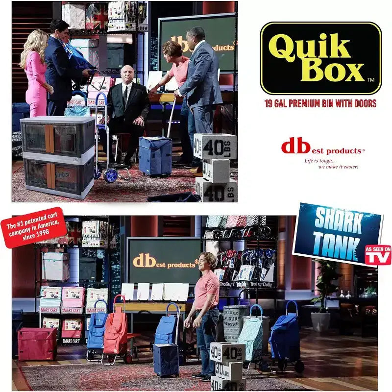 Quik Box - Bacs de Rangement Empilables de 72 Litres avec Portes, Organisateur Pliable Conteneur Pliant Parfait Pour Toute Maison