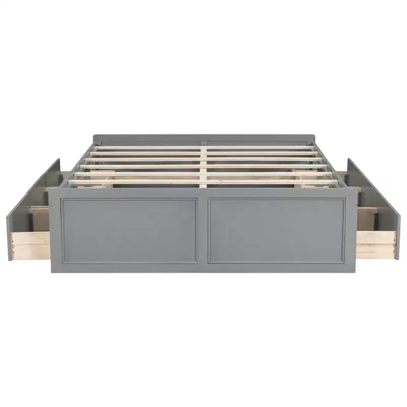 Lit plate-forme en bois Queen Size, cadre de lit avec 6 tiroirs