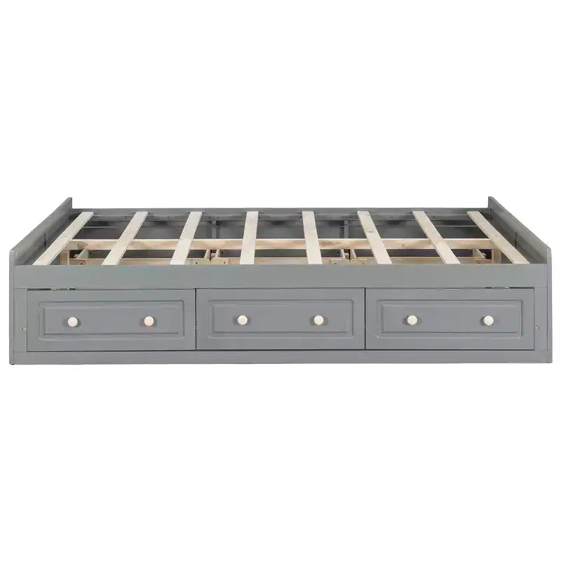 Lit plate-forme en bois Queen Size, cadre de lit avec 6 tiroirs