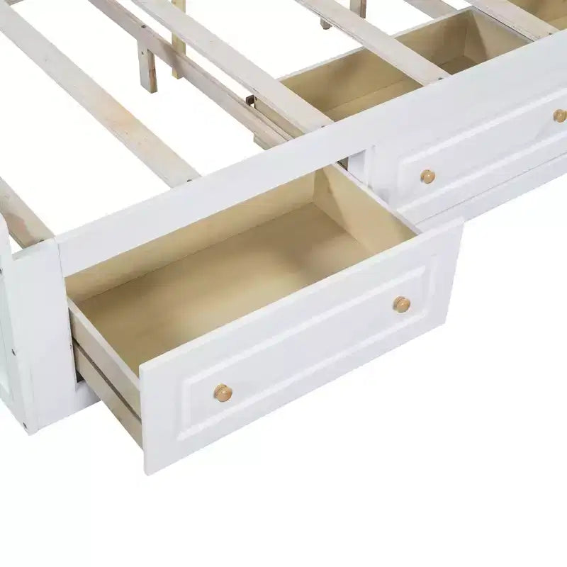 Lit plate-forme en bois Queen Size, cadre de lit avec 6 tiroirs