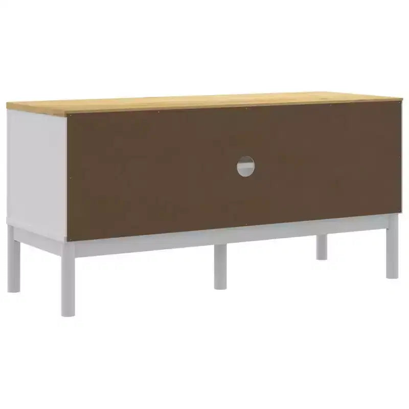 Meuble TV Floro - Bois de pin massif - Meuble moderne blanc - 114x43x55 cm - Convient aux téléviseurs de 51 à 60 pouces - Grand espace de rangement - Idéal pour le salon