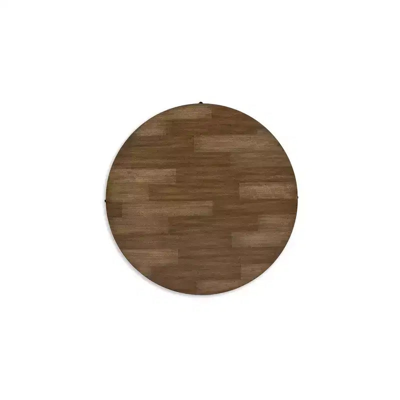 Table basse ronde bicolore Kraeburn à roulettes, marron