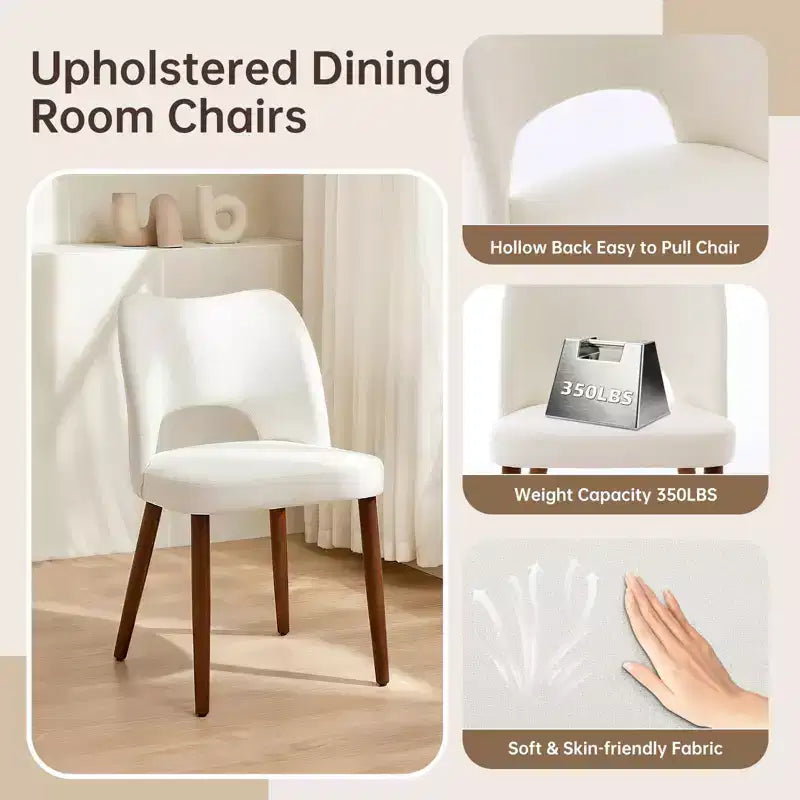 Chaises de salle à manger en bois, chaises de cuisine à dossier ajouré, chaises de salle à manger modernes rembourrées en tissu avec patins réglables, chaises de salle à manger de style ferme