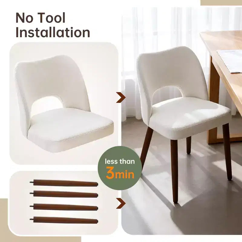 Chaises de salle à manger en bois, chaises de cuisine à dossier ajouré, chaises de salle à manger modernes rembourrées en tissu avec patins réglables, chaises de salle à manger de style ferme