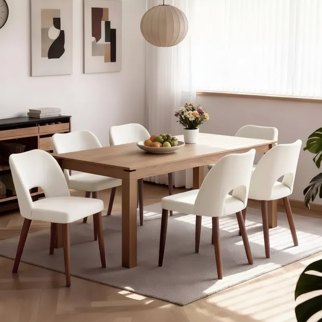 Chaises de salle à manger en bois, chaises de cuisine à dossier ajouré, chaises de salle à manger modernes rembourrées en tissu avec patins réglables, chaises de salle à manger de style ferme
