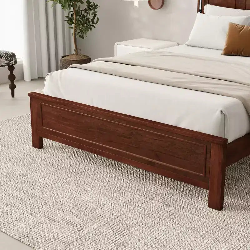 Lit Queen Size et cadre de lit avec tête et pied de lit à panneaux hauts, éclairage LED intégré, station de charge USB