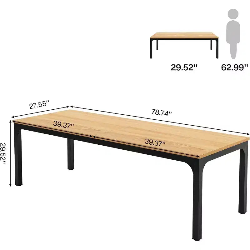 Bureau d'ordinateur extra-long de 200 cm, double poste de travail pour 2 personnes, idéal pour le bureau à domicile