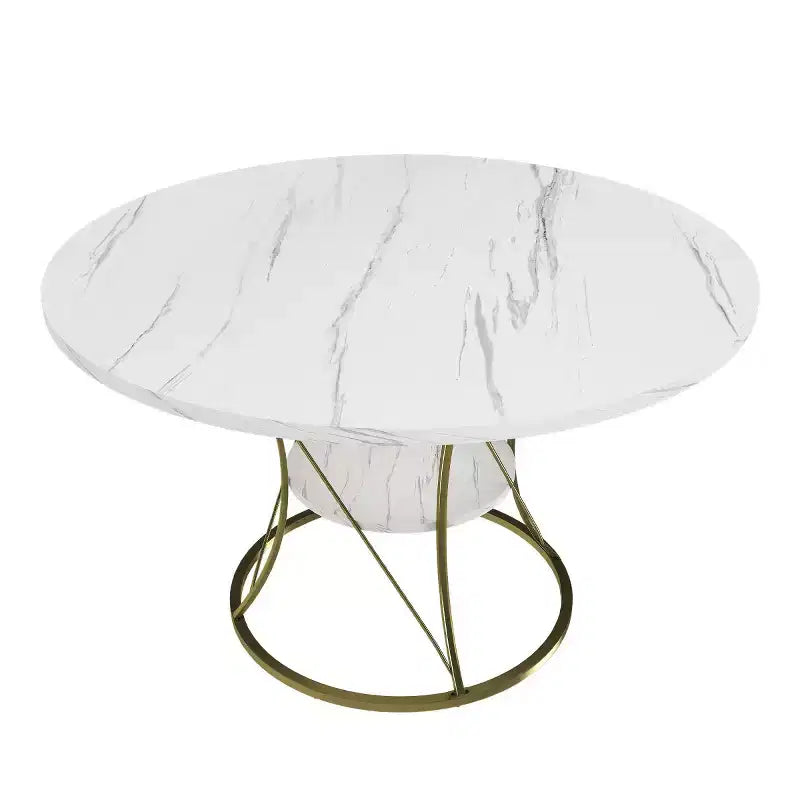 4359 Table à manger ronde extensible pour 4-6 personnes, table de cuisine avec étagère de rangement et base en métal pour salle à manger