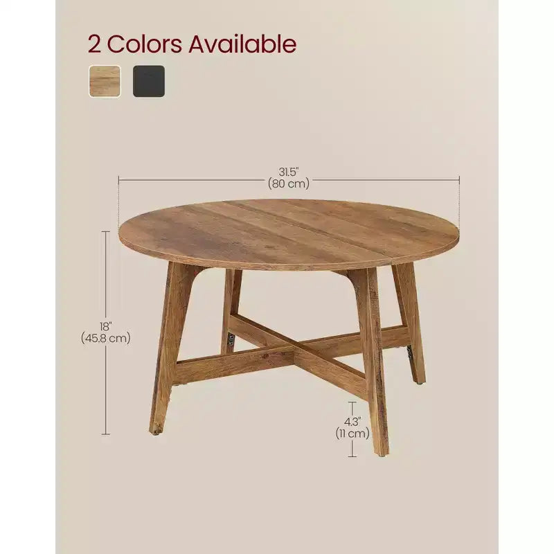 Table Basse Ronde MAEZO, Table Centrale de 80 cm, Pieds Fuselés, Transitions Courbes, Facile à Monter