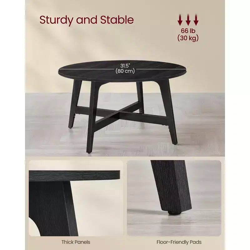 Table Basse Ronde MAEZO, Table Centrale de 80 cm, Pieds Fuselés, Transitions Courbes, Facile à Monter