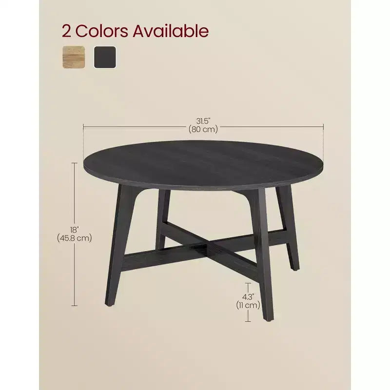Table Basse Ronde MAEZO, Table Centrale de 80 cm, Pieds Fuselés, Transitions Courbes, Facile à Monter