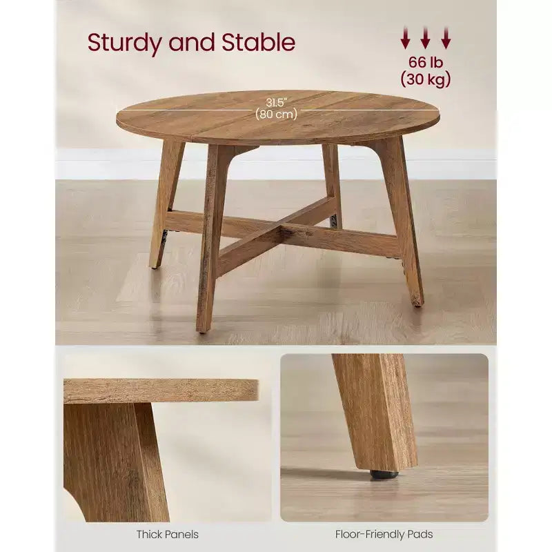 Table Basse Ronde MAEZO, Table Centrale de 80 cm, Pieds Fuselés, Transitions Courbes, Facile à Monter