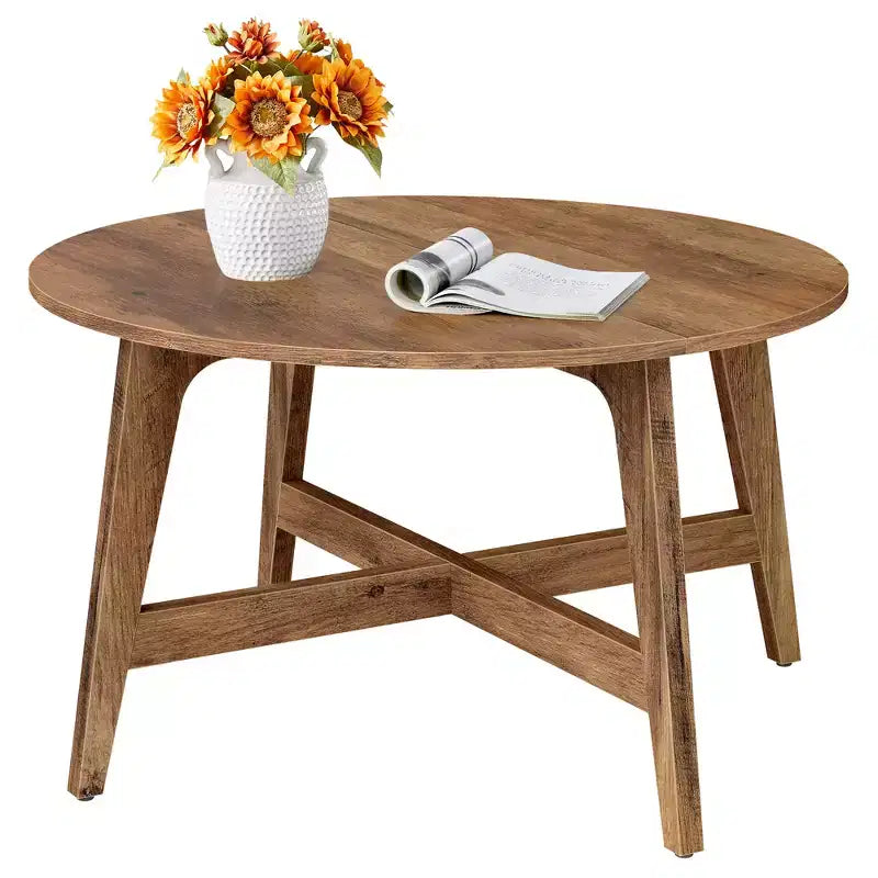 Table Basse Ronde MAEZO, Table Centrale de 80 cm, Pieds Fuselés, Transitions Courbes, Facile à Monter