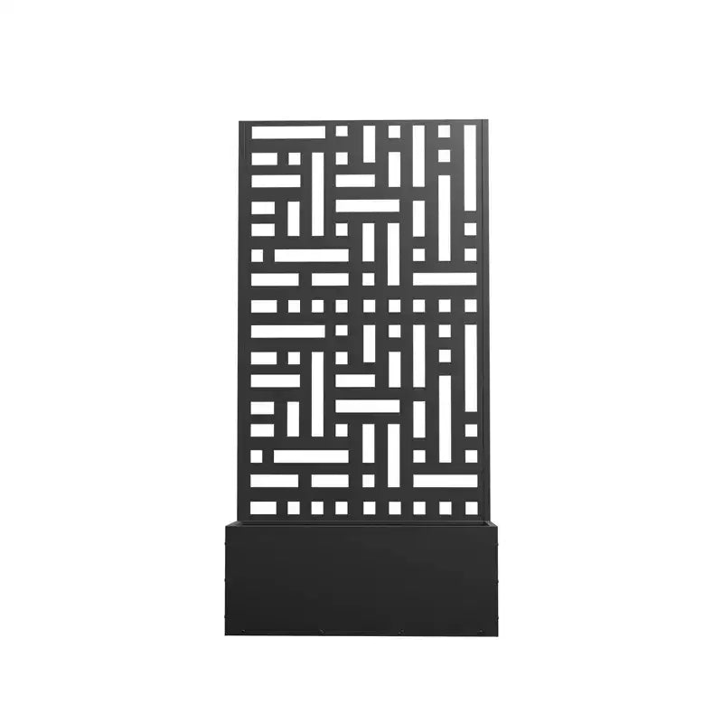 Jardinière en fer forgé noir avec treillis (style urbain), 47x24x12, jardinière compacte d'extérieur