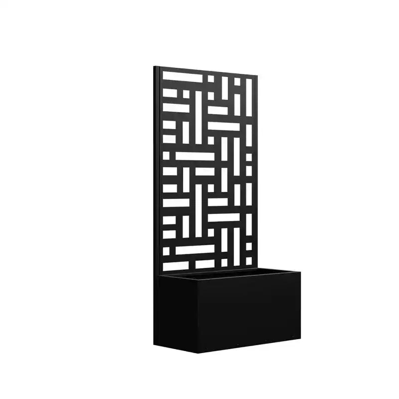 Jardinière en fer forgé noir avec treillis (style urbain), 47x24x12, jardinière compacte d'extérieur